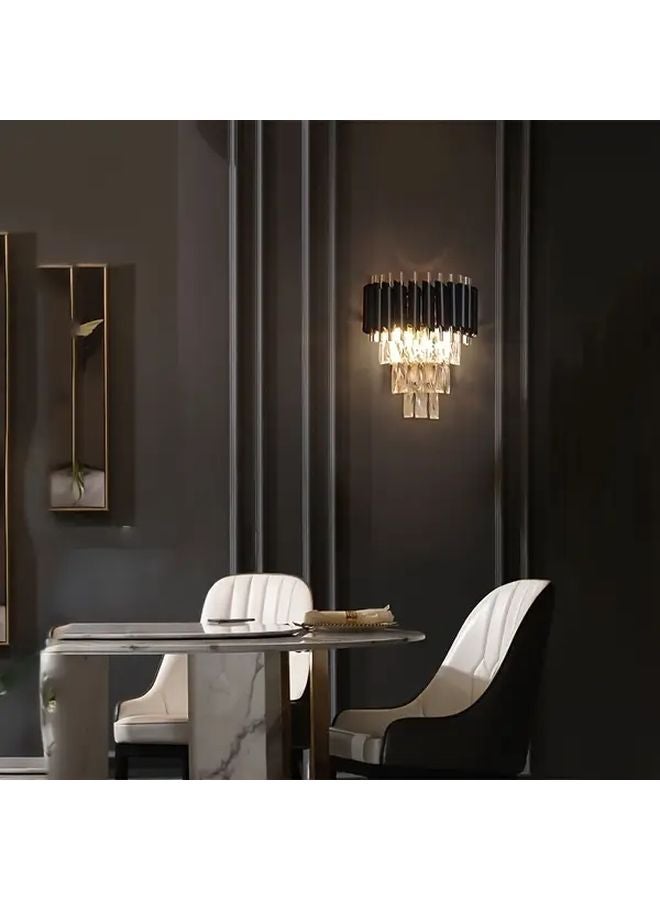 Black Modern Minimalist LED Tri Color Changing Crystal Wall Light Dimmable - Image 5